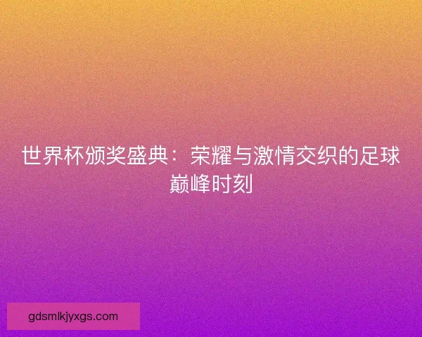 世界杯颁奖盛典：荣耀与激情交织的足球巅峰时刻